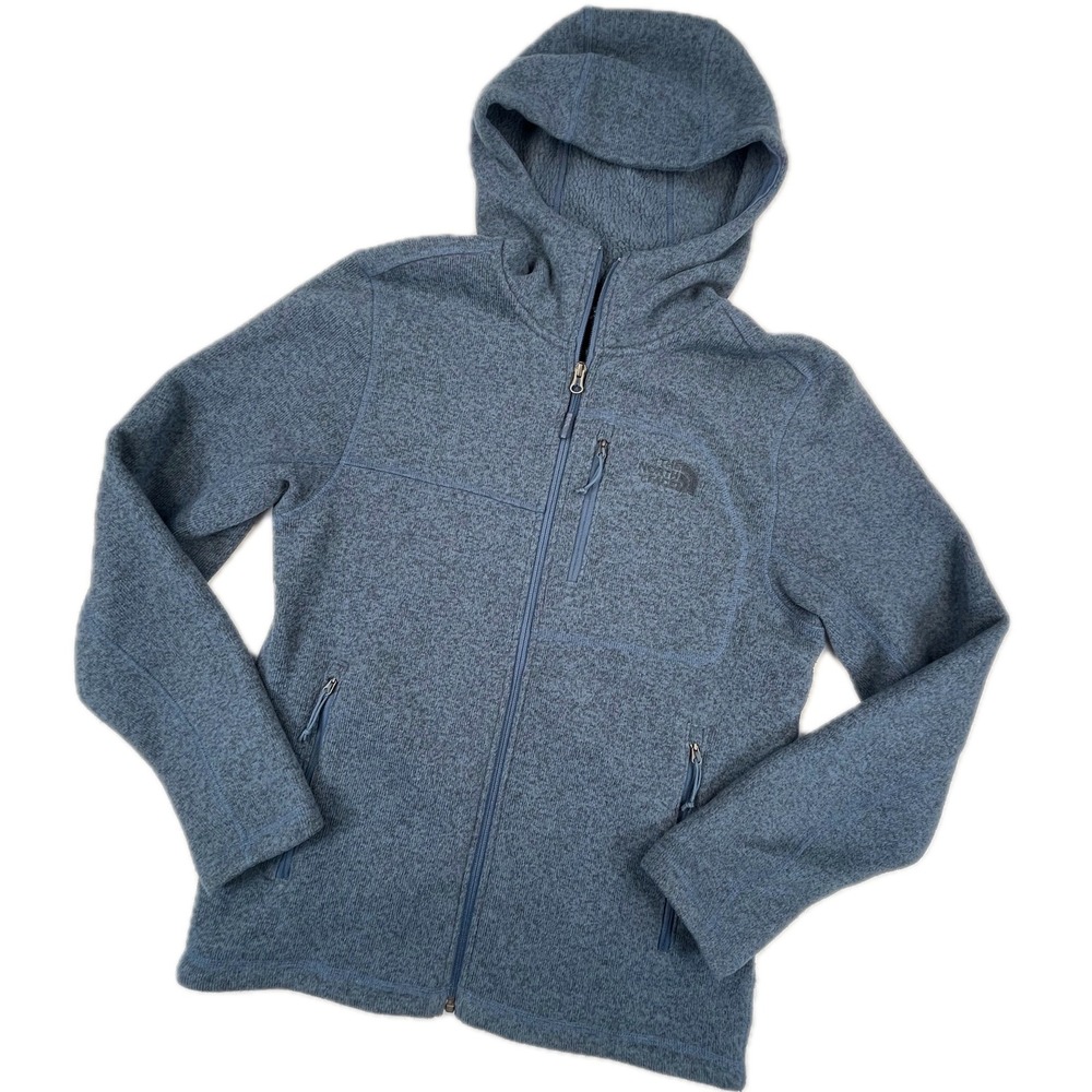 The North Face Gordon Lyons Full Zip Hoodie M Blue Heather Fleece Sweater Hiking